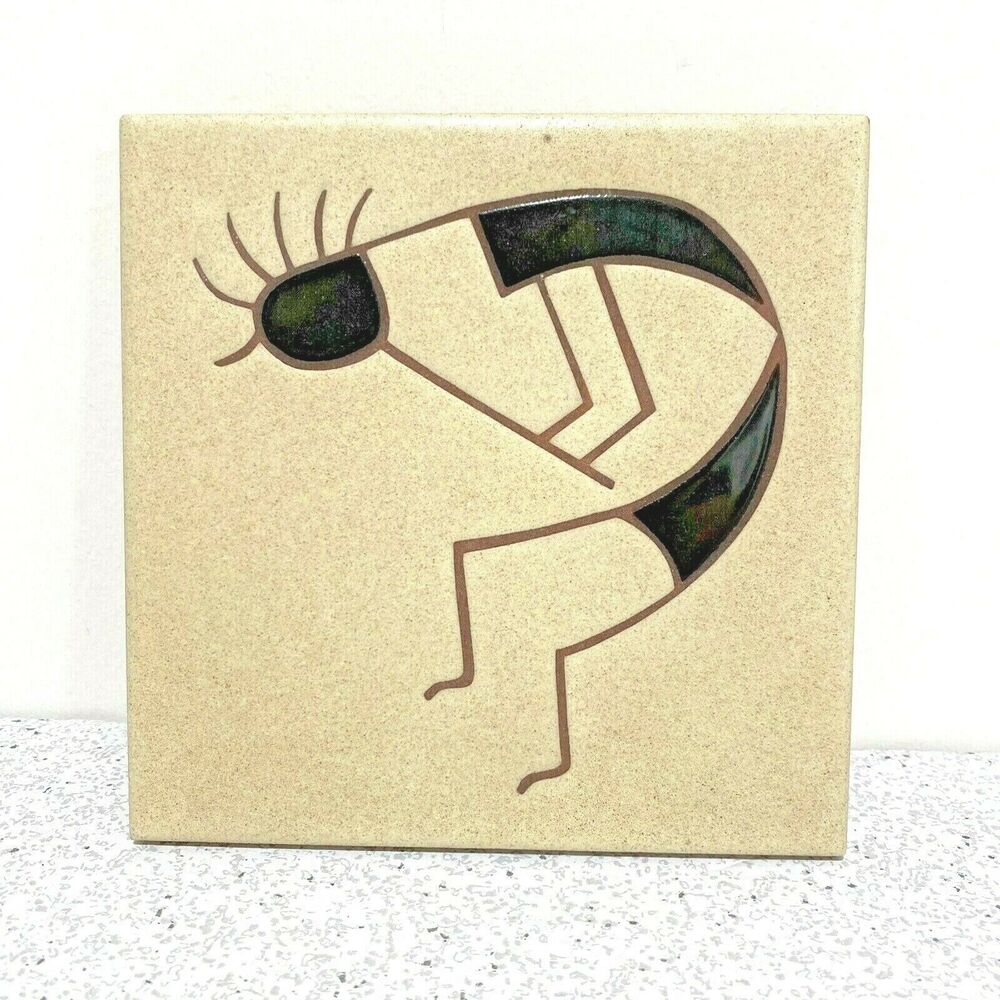 Southwestern Kokopelli Dancer Tile Trivet Native American Collectible Home Decor